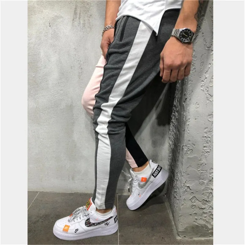 Men's Casual Grey & Pink Sport Jogger Pants