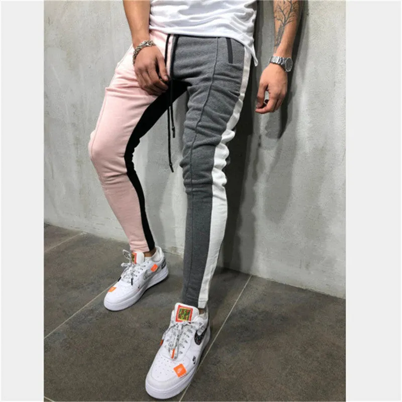 Men's Casual Grey & Pink Sport Jogger Pants