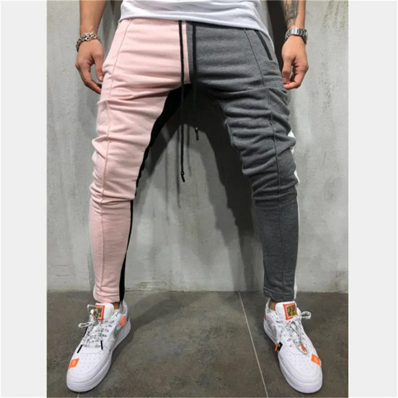 Men's Casual Grey & Pink Sport Jogger Pants