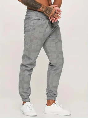 Men's Casual Plaid Joggers with Adjustable Elastic Waistband