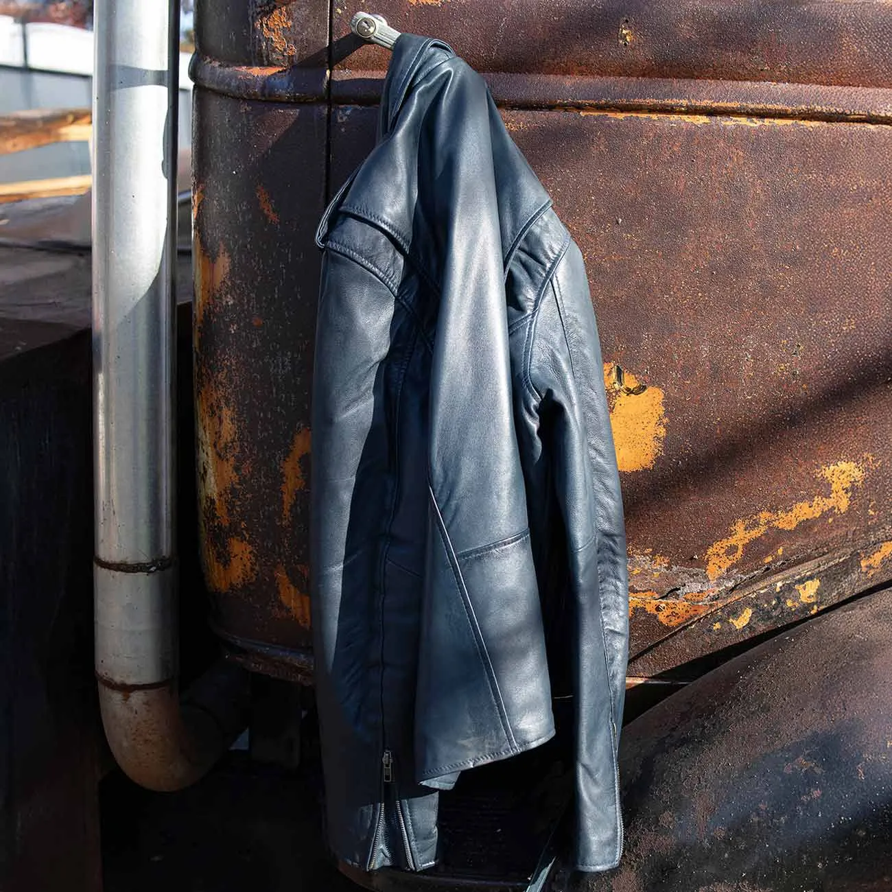 Milwaukee Leather SFM1890 Men's Blue Leather Classic Moto Leather