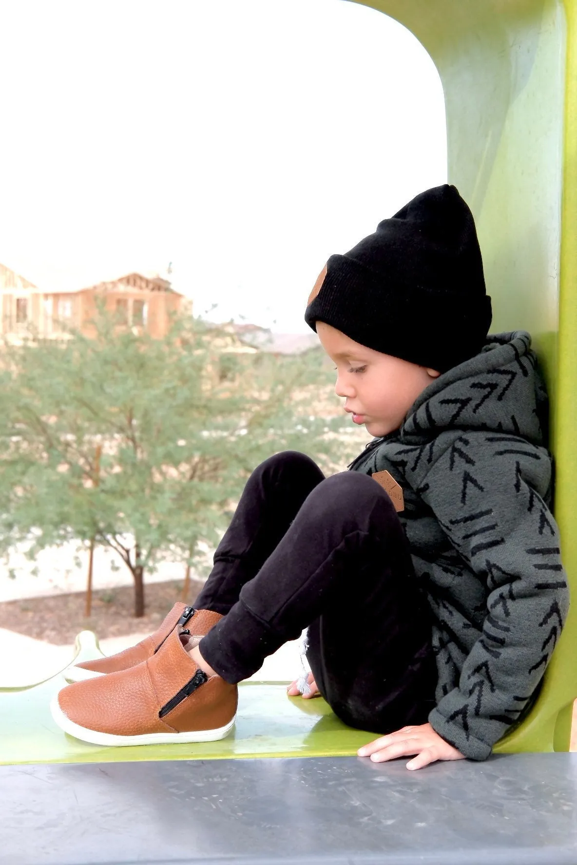 MONOCHROME Toddler Boy Beanie, Matching Toddler Beanie, Hipster Beanie, Faux Leather Patch Beanie