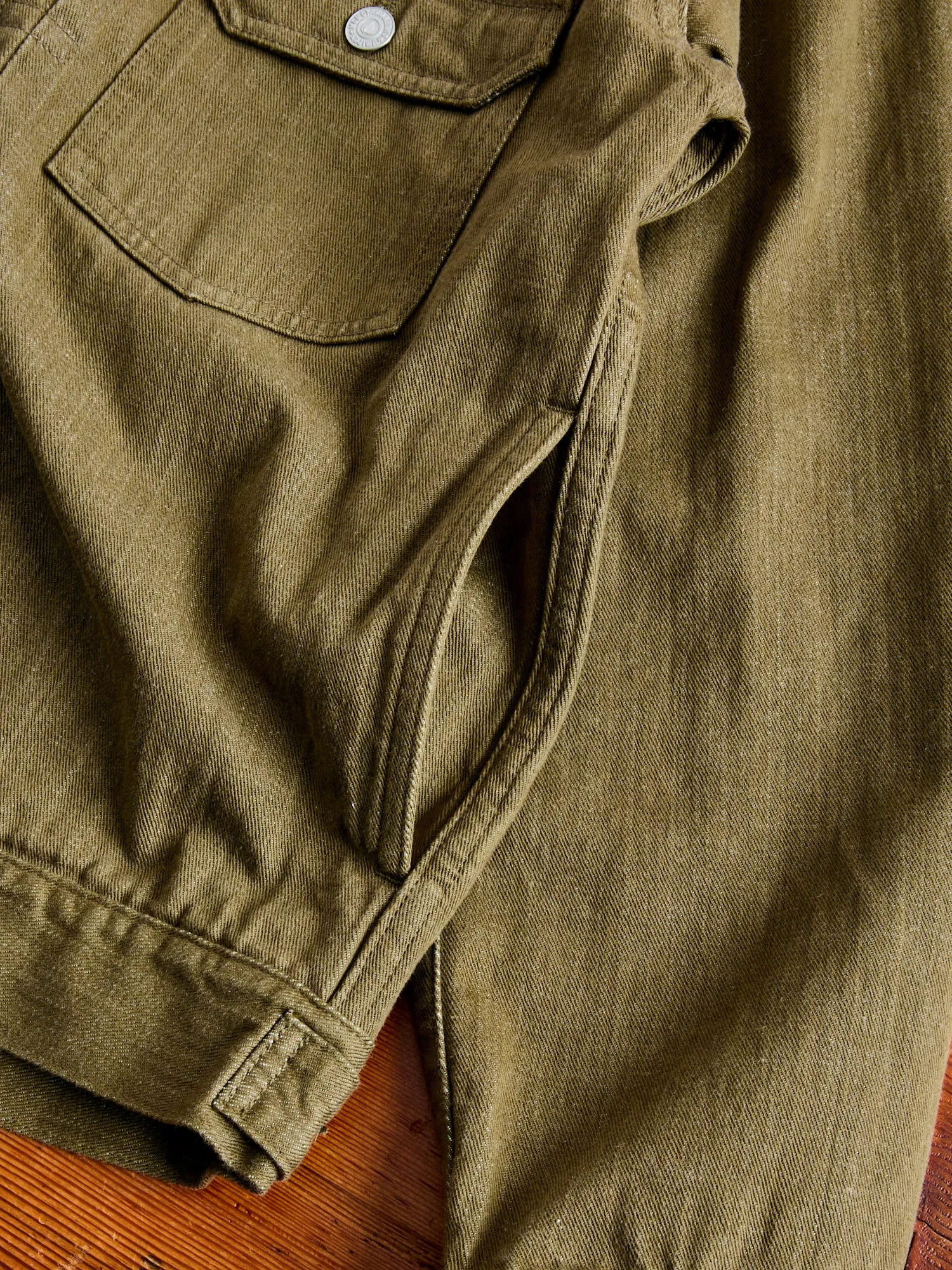 MXGJ1003 "British Army Green" 10.5oz Selvedge Denim Type-2 Jacket
