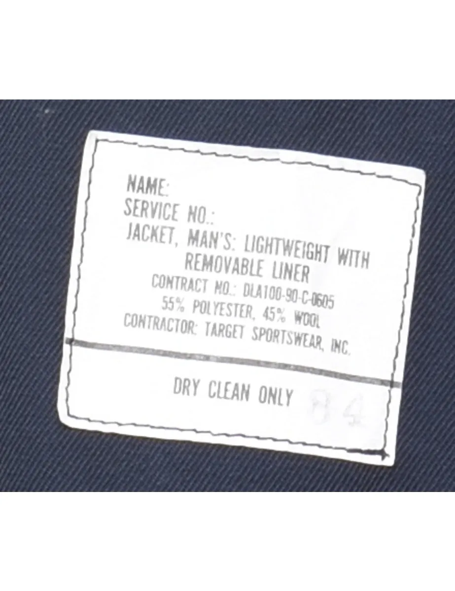 Navy Zip-Front Classic Jacket - L