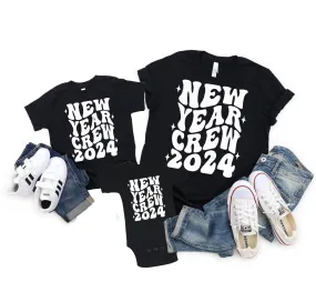 New Year Crew 2024 Family Matching Mom Kids Shirts NYE Shirts Set