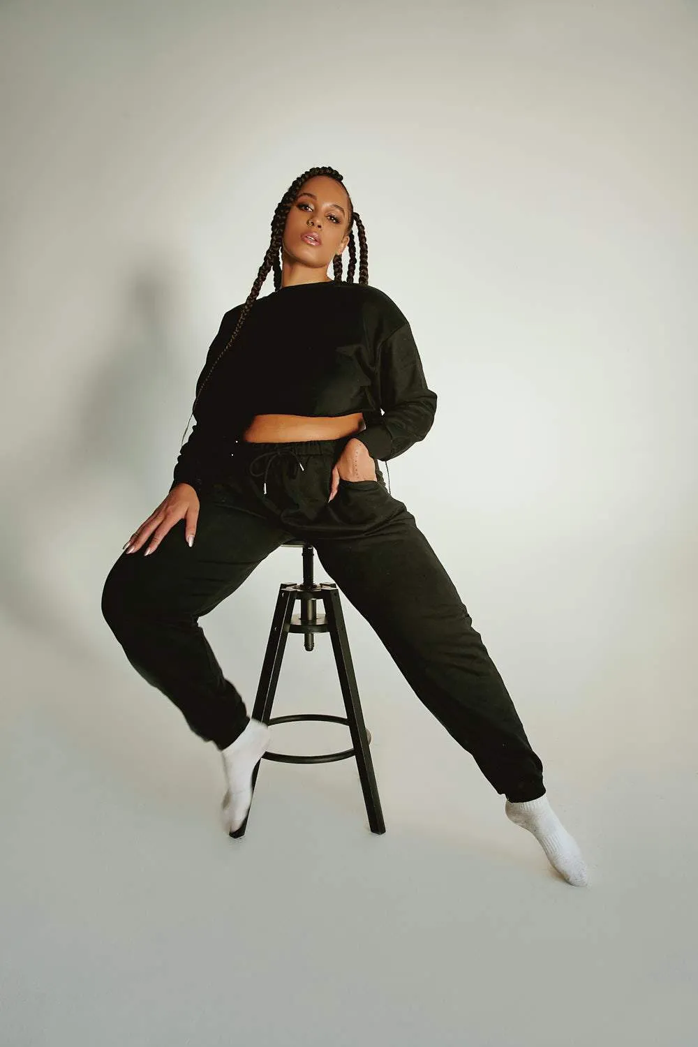 Oversized Jogger Bottoms - Black
