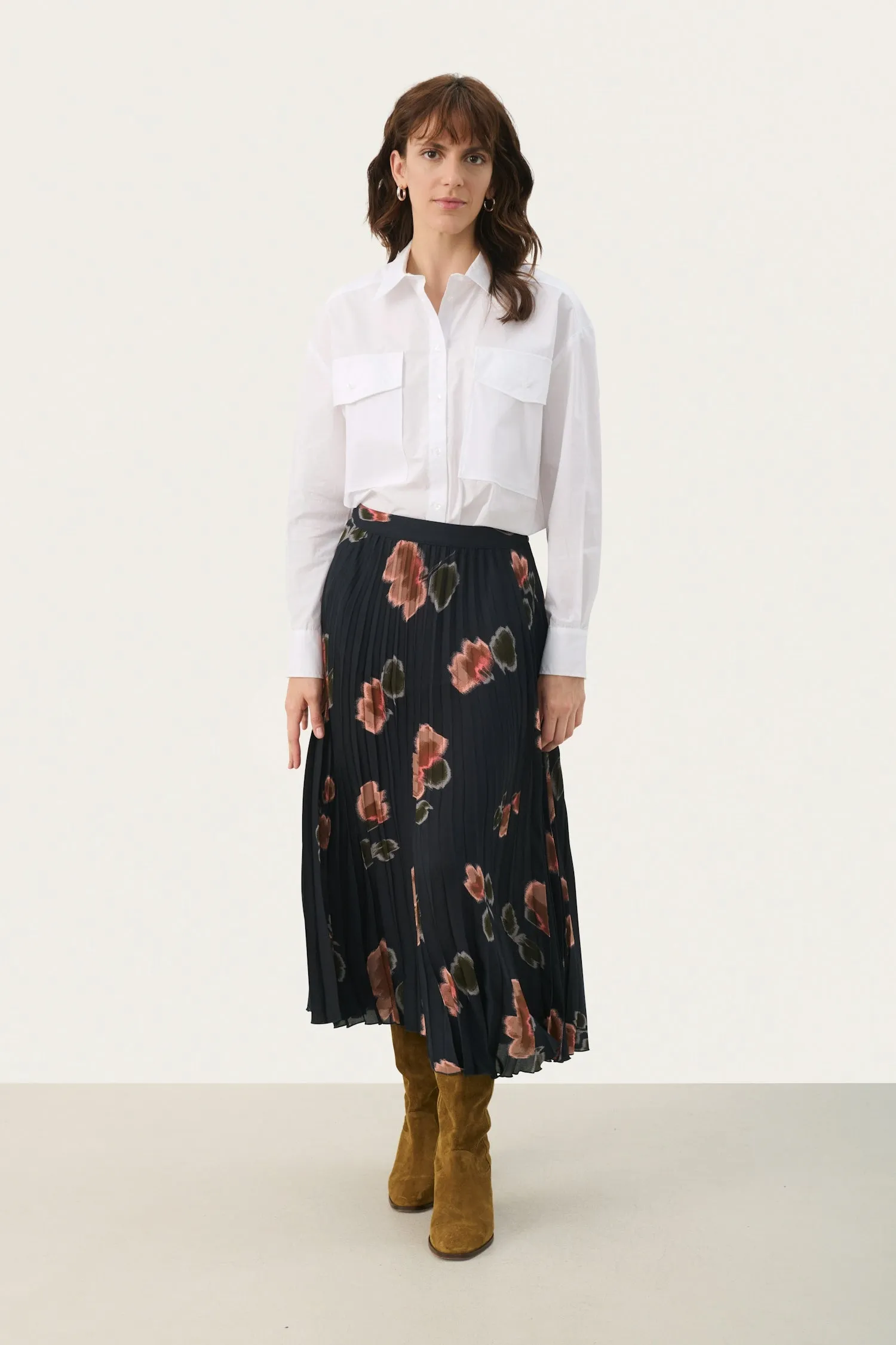 Part Two Priyanka Floral Print Pleated Midi Skirt