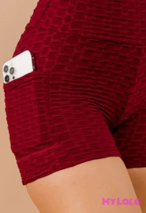 Pocket Booty Lift Shorts (Burgundy)