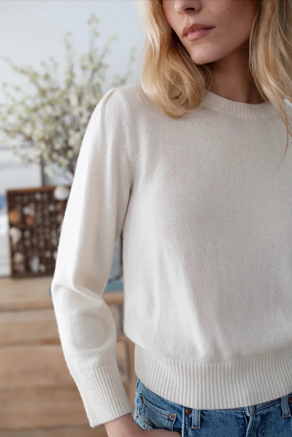 Puff Sleeve Crew | Ivory