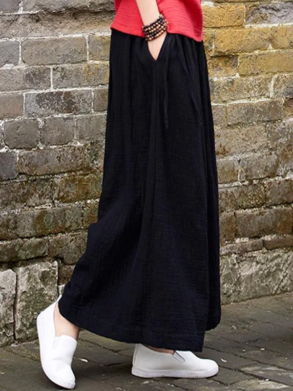 Solid Color Ramie Cotton Casual Yoga Pants