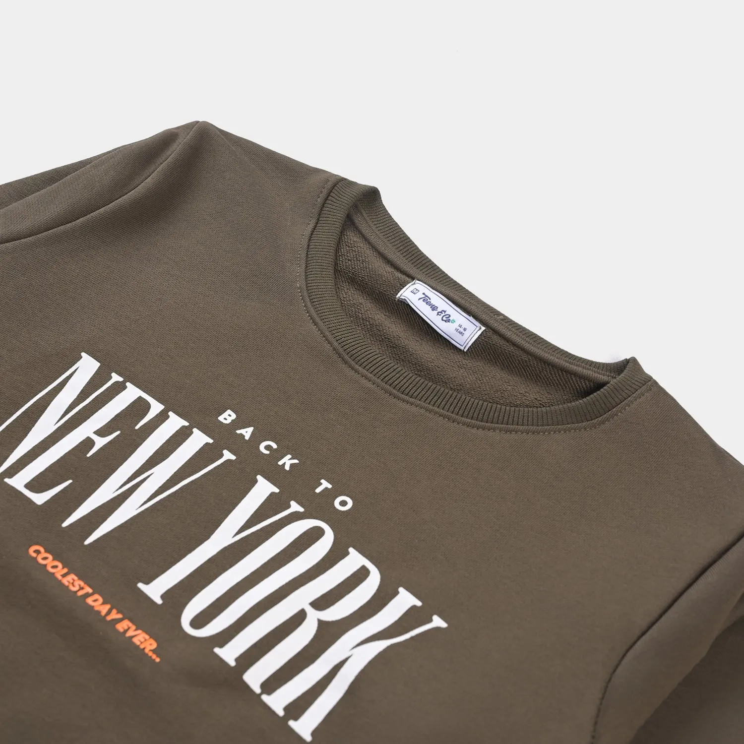 Teens Boys Fleece Sweatshirt New York-Olive