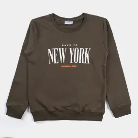 Teens Boys Fleece Sweatshirt New York-Olive