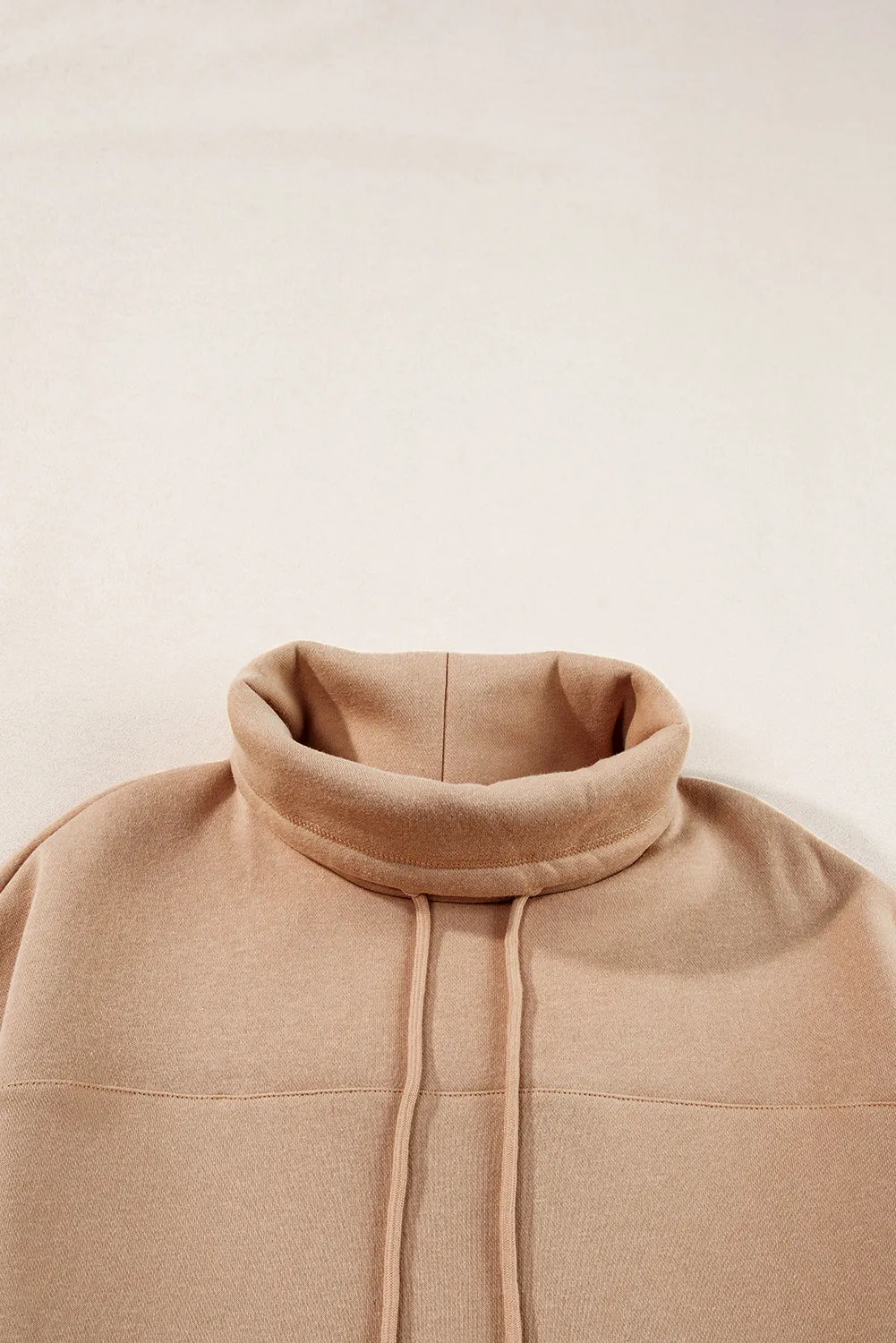 Trendy Dolman Sleeve Drawstring Turtleneck Pullover