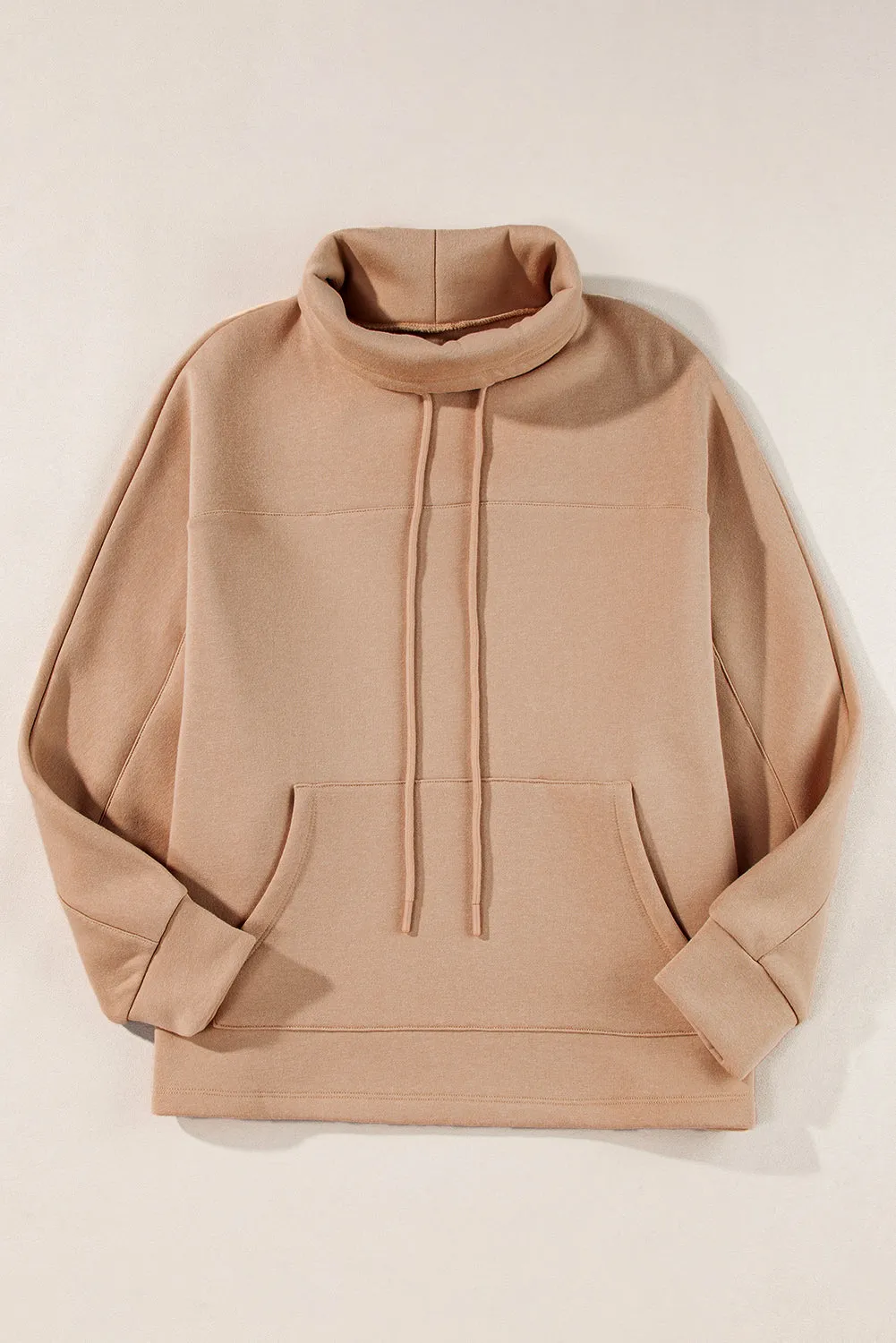 Trendy Dolman Sleeve Drawstring Turtleneck Pullover