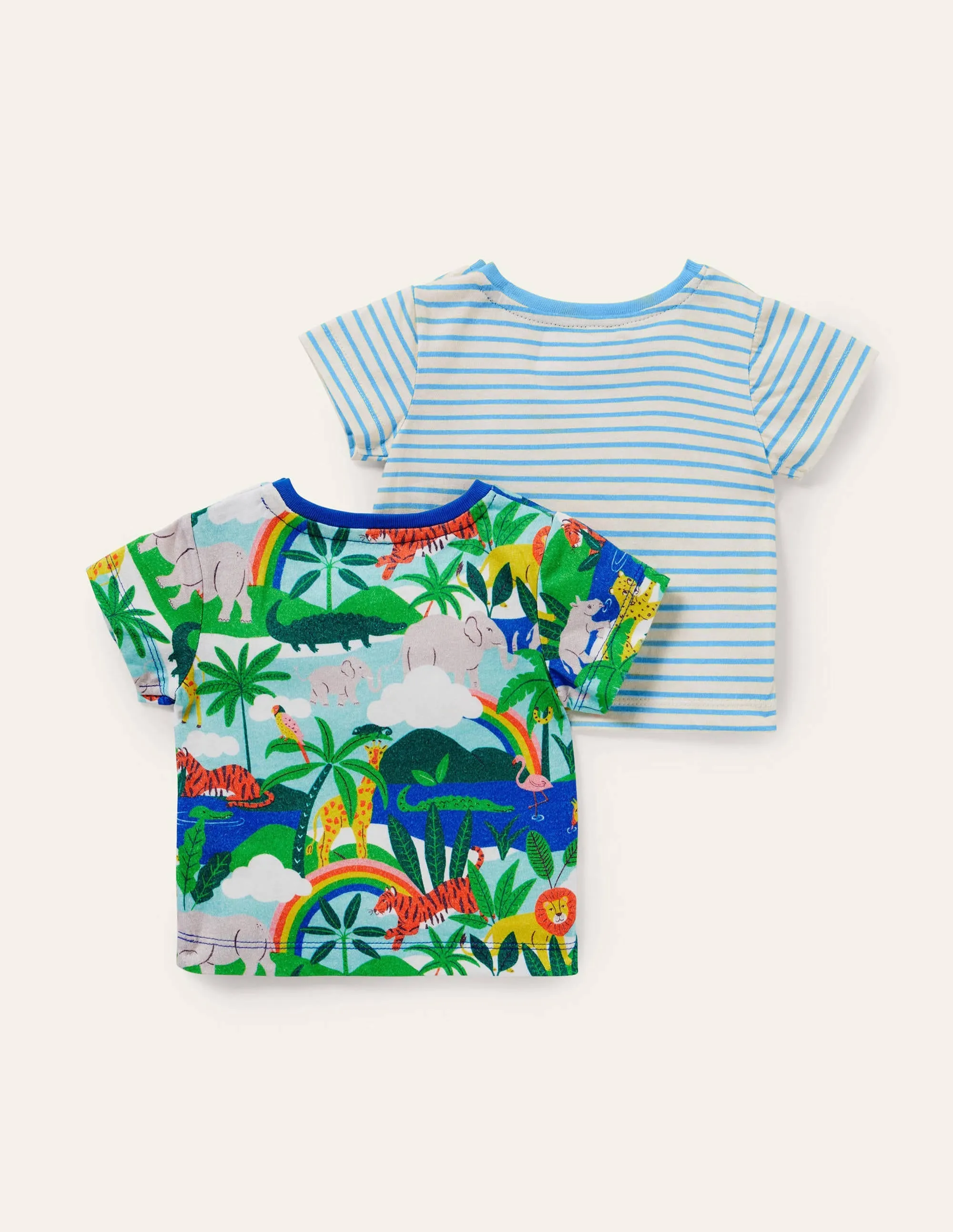 Twin Pack T-Shirts-Multi Rainbow Jungle