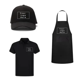 Uniformer Server Pack Of 5 (5 Aprons, 5 T-Shirts, 5 Caps) Personalisation Available
