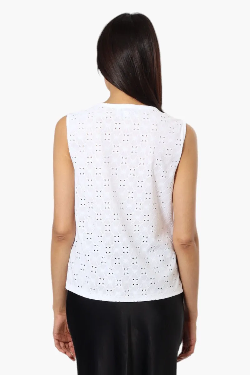 Urbanology Knit Eyelet Cowl Tank Top - White