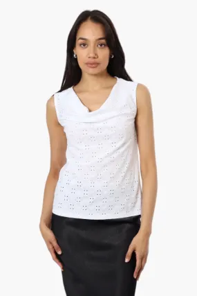 Urbanology Knit Eyelet Cowl Tank Top - White