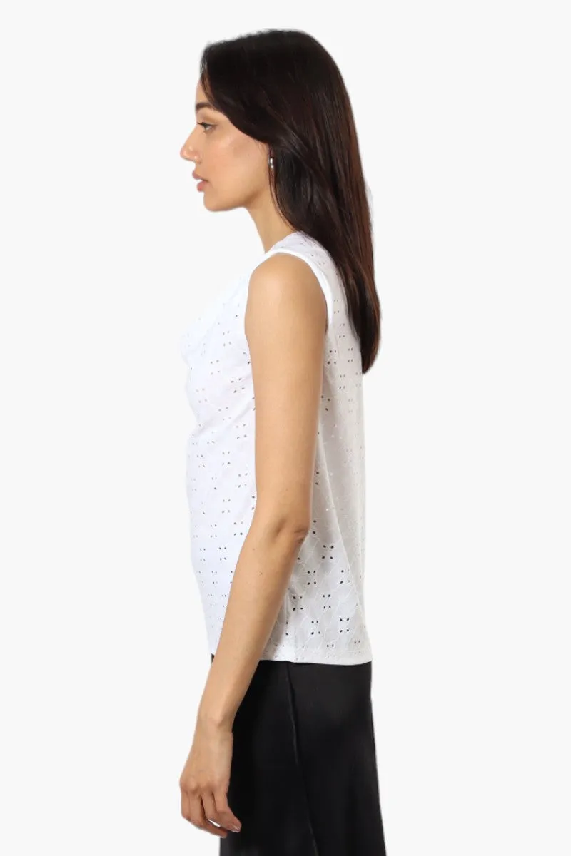 Urbanology Knit Eyelet Cowl Tank Top - White