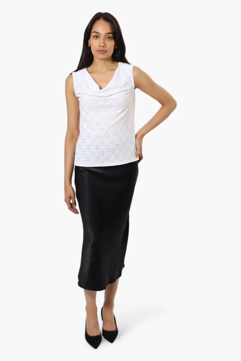 Urbanology Knit Eyelet Cowl Tank Top - White