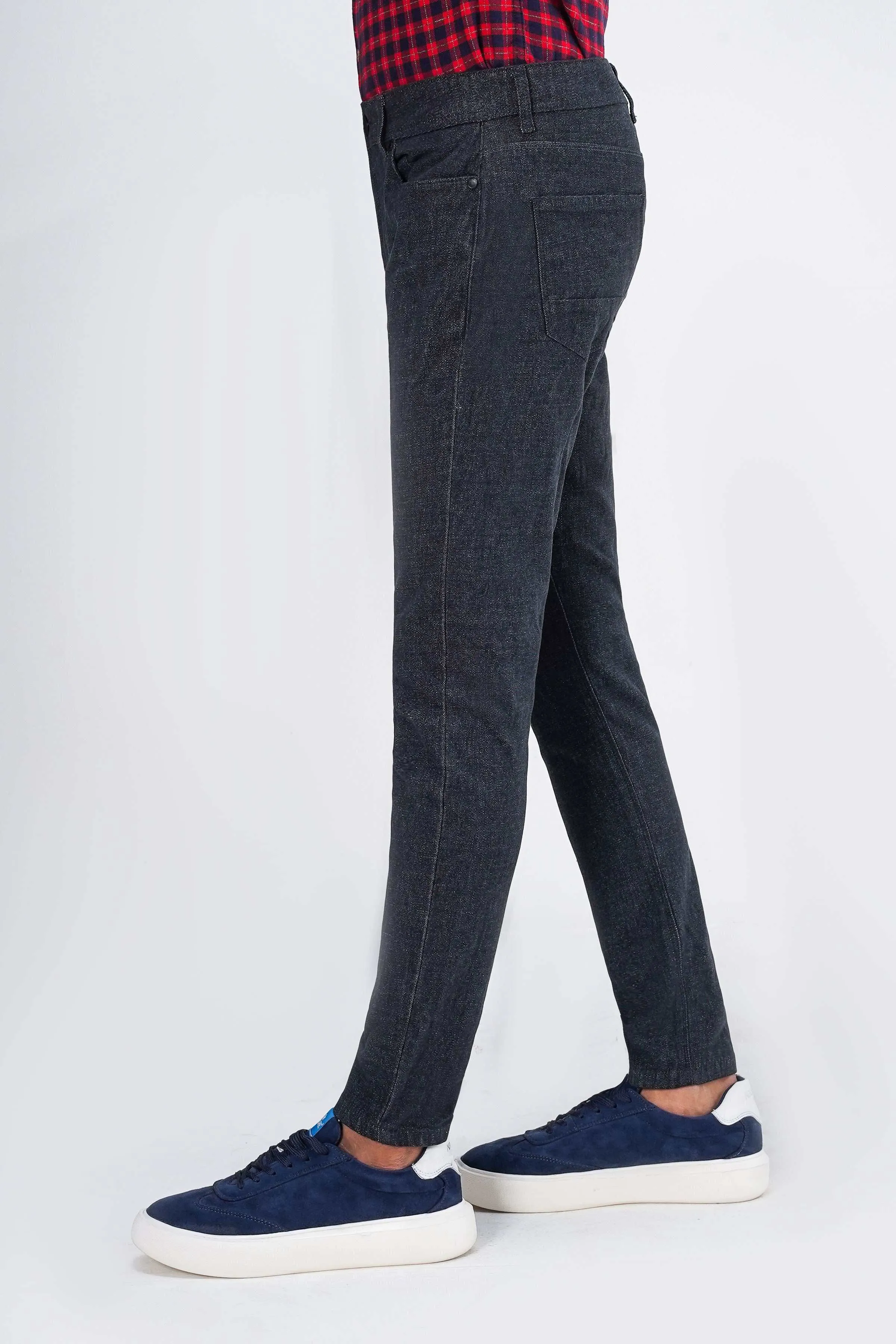WOOLEN 5-POCKET PANT GREYISH NAVY