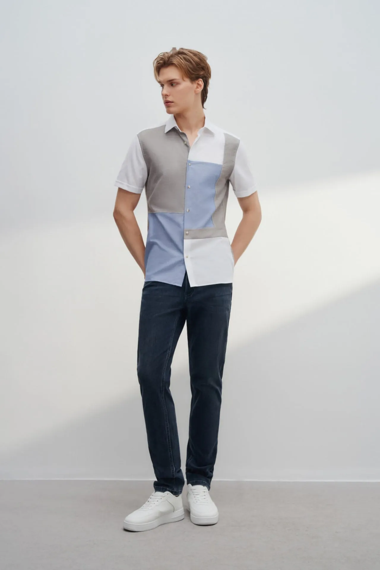 Wrinkle Free Cotton Smart Fit Short Sleeve Oxford Mix Colour Casual Shirt