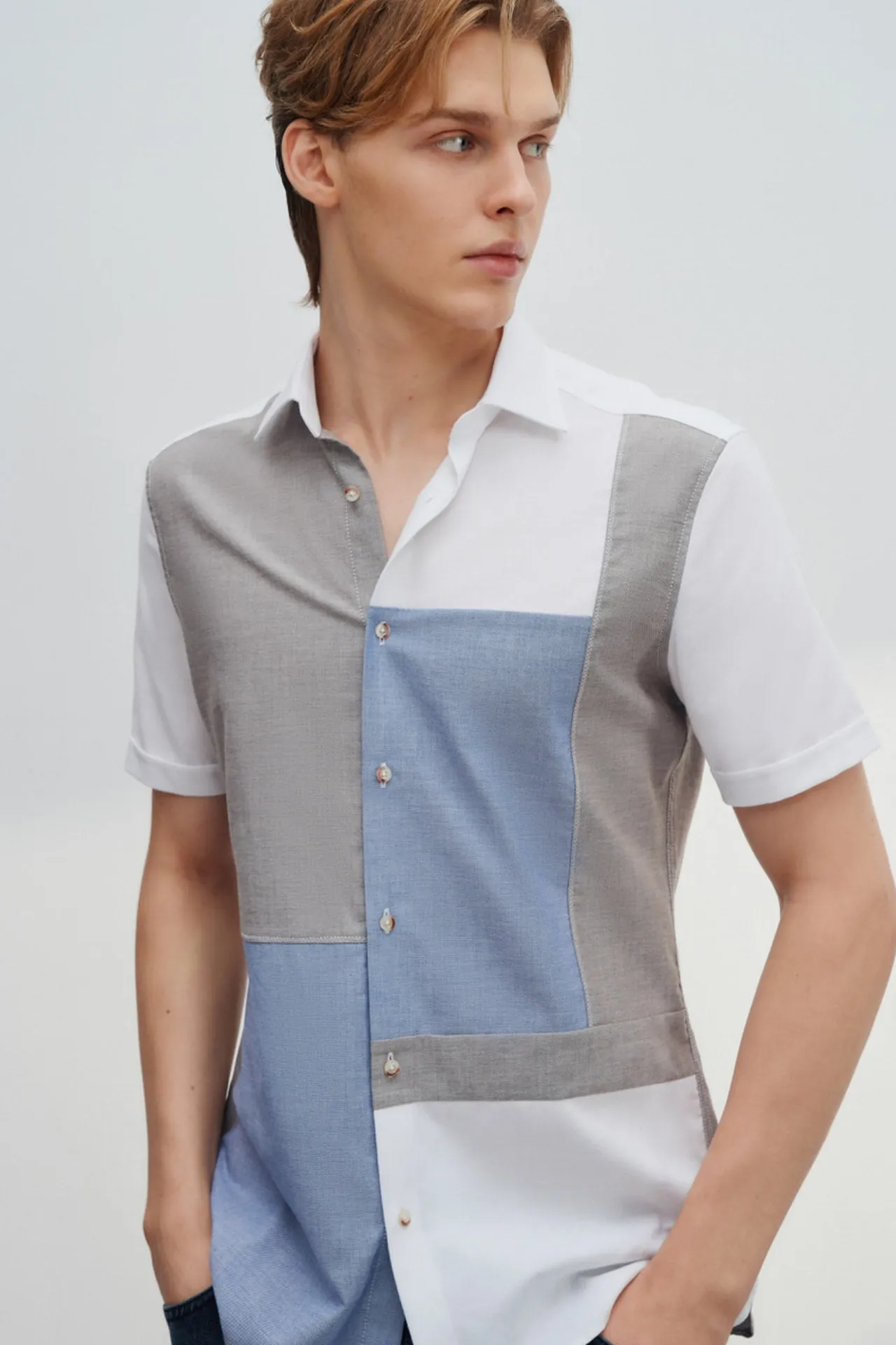 Wrinkle Free Cotton Smart Fit Short Sleeve Oxford Mix Colour Casual Shirt