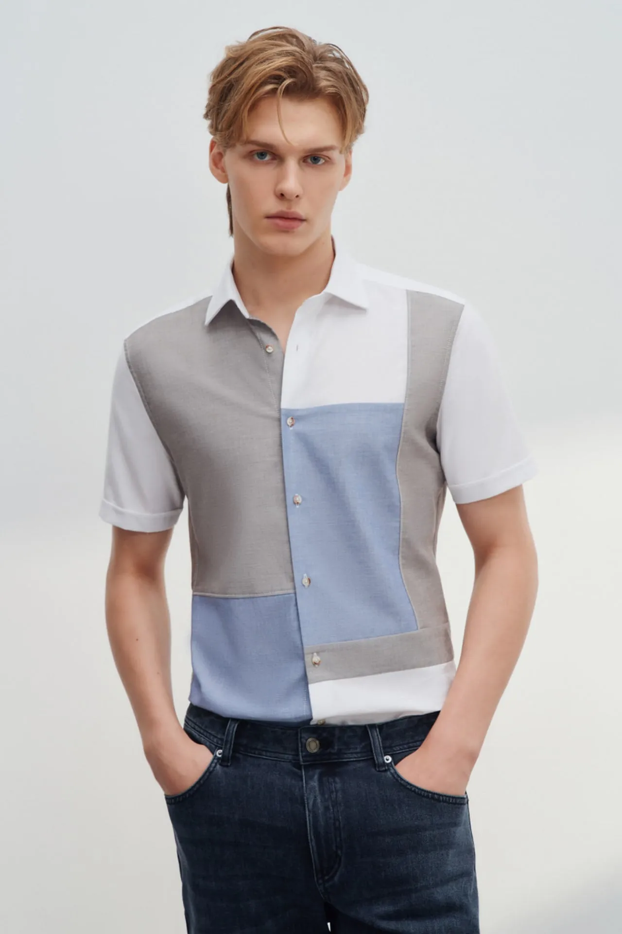 Wrinkle Free Cotton Smart Fit Short Sleeve Oxford Mix Colour Casual Shirt