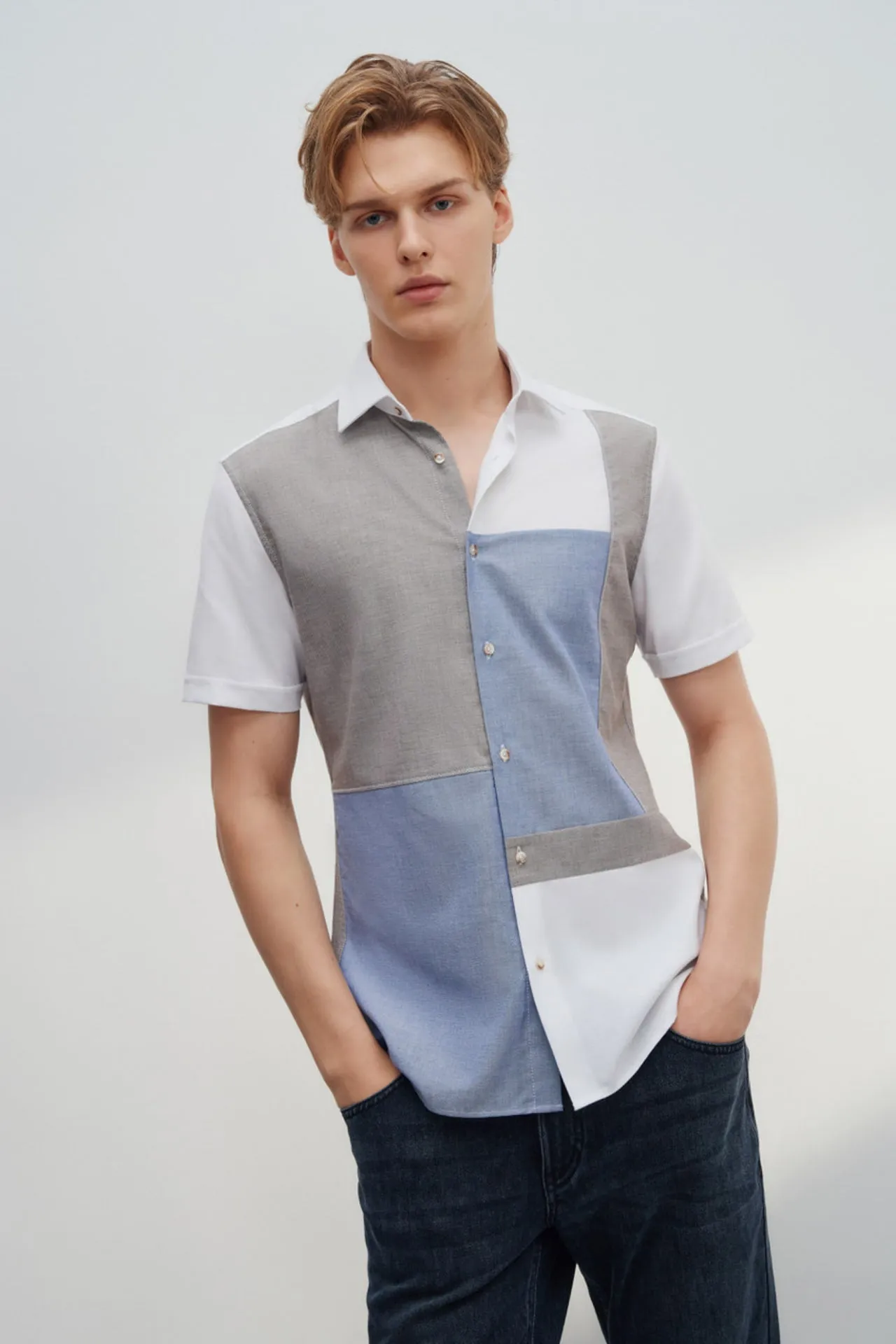 Wrinkle Free Cotton Smart Fit Short Sleeve Oxford Mix Colour Casual Shirt