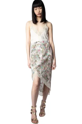 Zadig & Voltaire Jeudie Floral Midi Skirt- Deep Parme